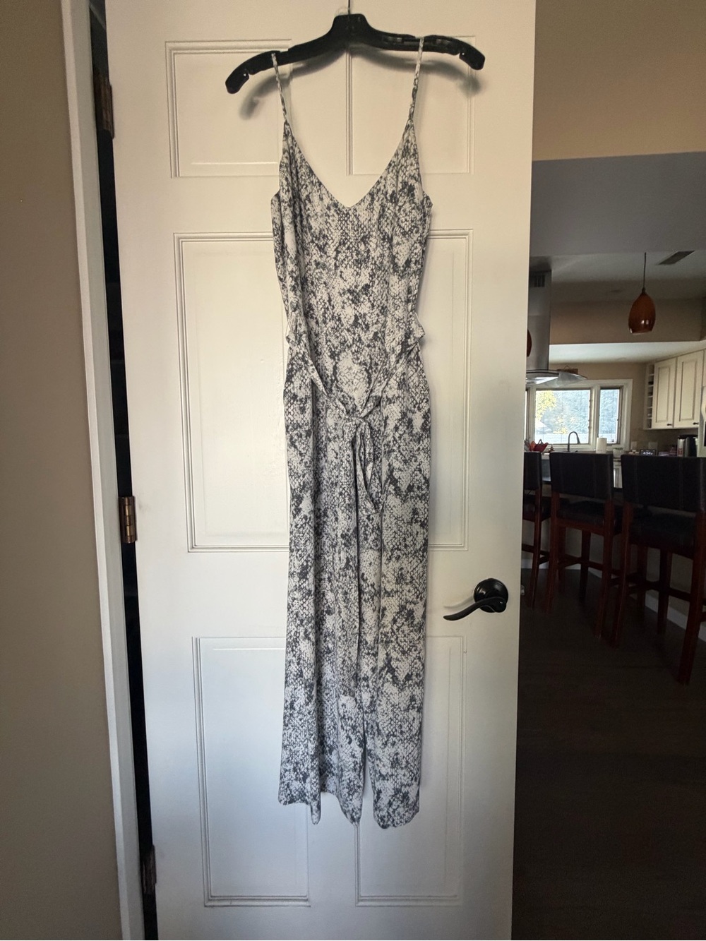 L'AGENCE Snake-Print Spaghetti Strap Maxi Dress - White, Gray